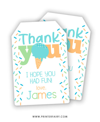 Ice Cream Party Favor Tag