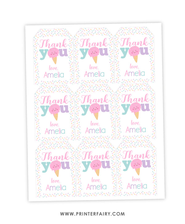 Ice Cream Party Favor Tag
