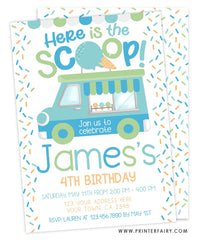 Ice Cream Truck Birthday Party Invitation