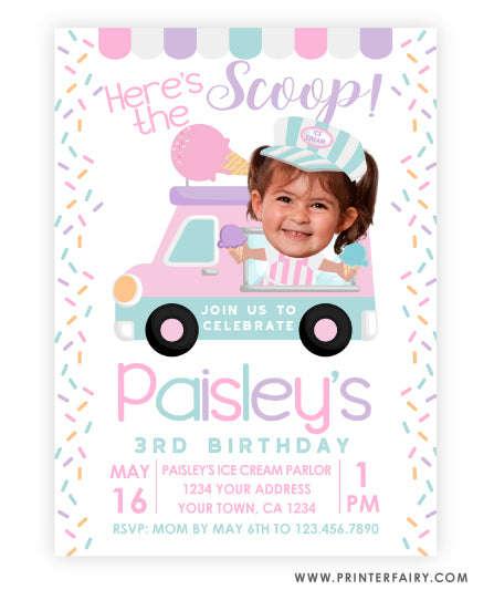 Ice Cream Truck Invitation with Photo