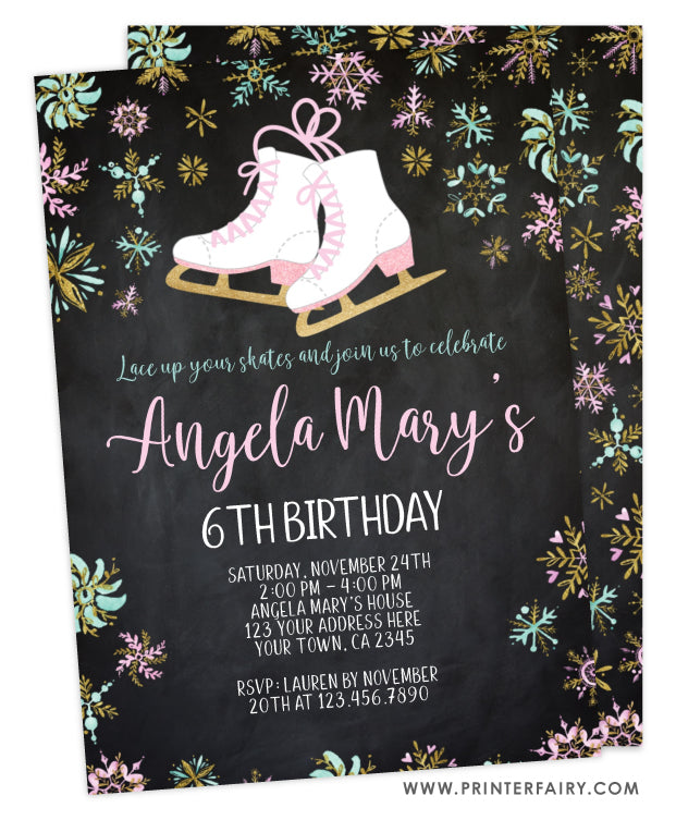 Ice Skating Birthday Party Invitation