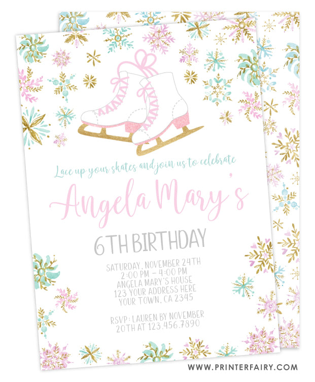 Ice Skating Birthday Party Invitation