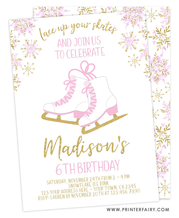 Ice Skating Birthday Party Invitation | PrinterFairy