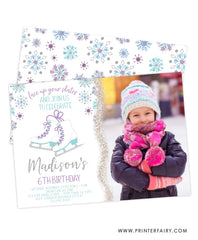 Ice Skating Birthday Party Invitation with Photo