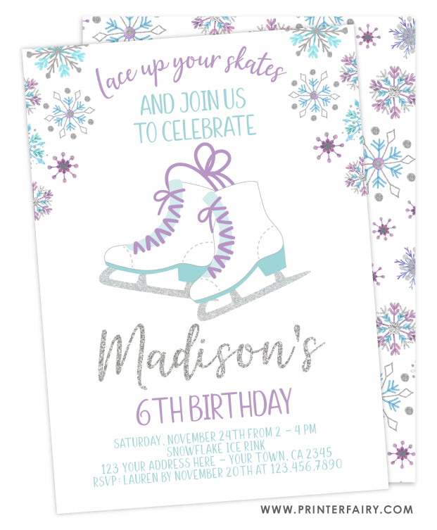 Ice Skating Birthday Party Invitation