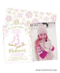 Ice Skating Birthday Party Invitation with Photo