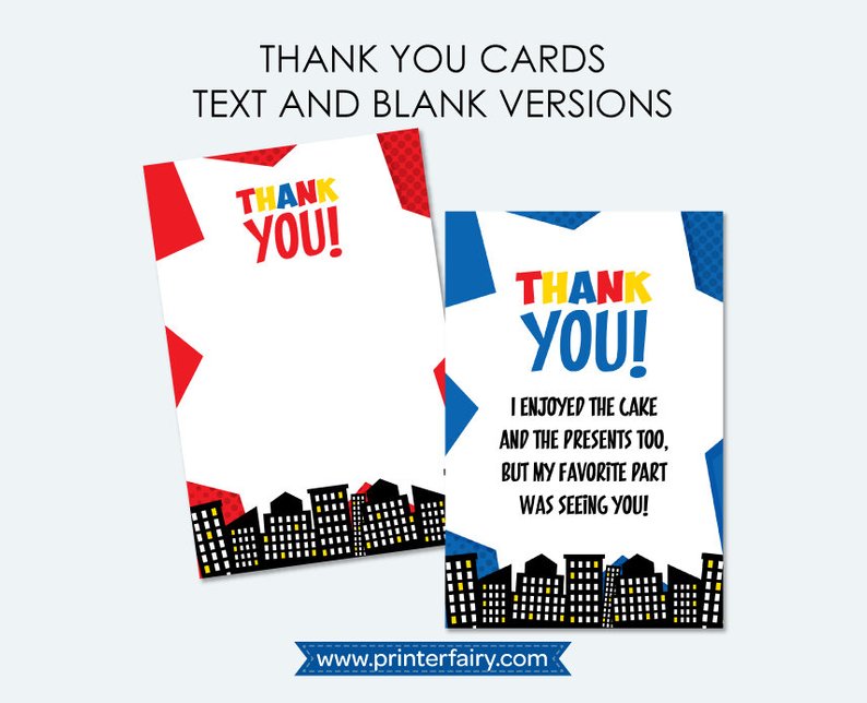 Superhero Thank You Cards