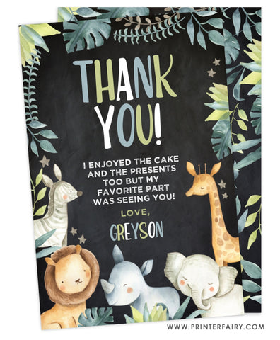 Jungle Party Thank You Card