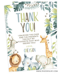 Jungle Party Thank You Card