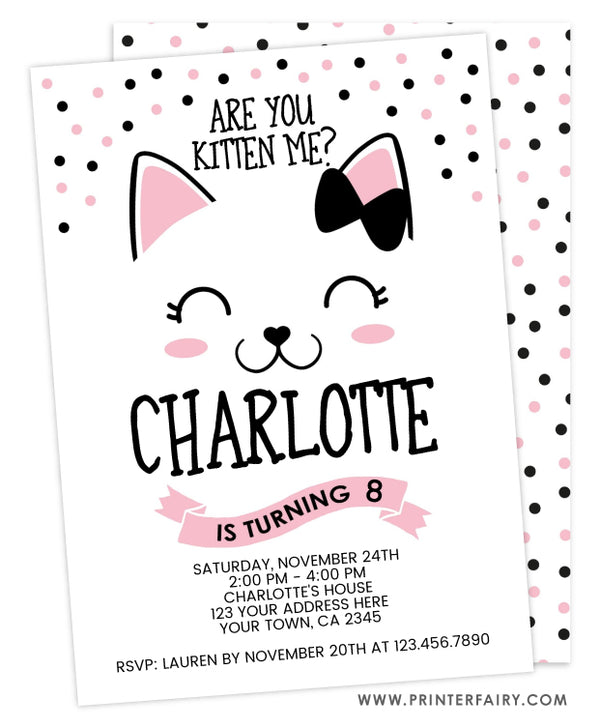 Kitty Cat Birthday Invitation