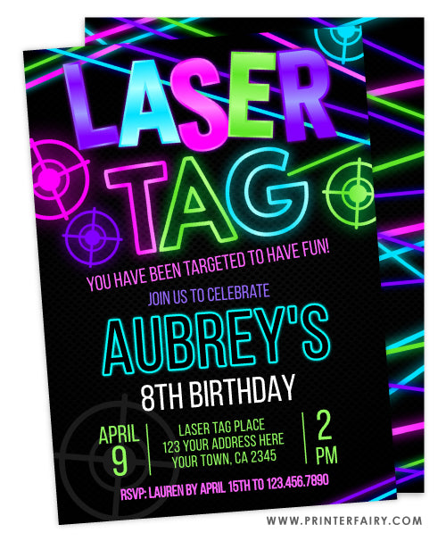 Laser Tag Birthday Party Invitation