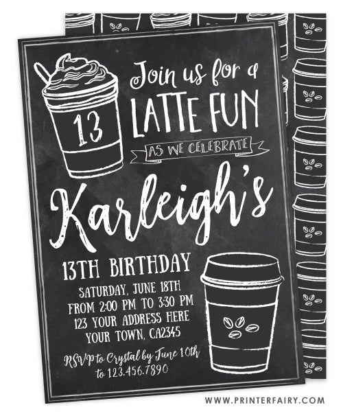 Latte Fun Birthday Invitation