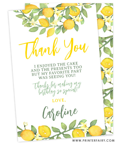 Lemonade Sunshine Thank You Card