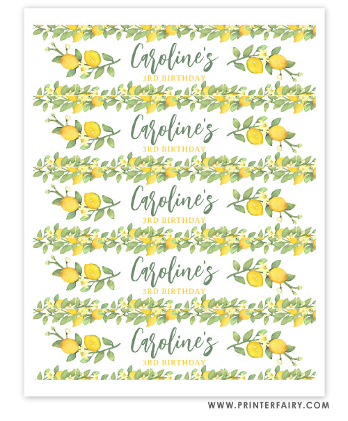 Lemonade Sunshine Water Bottle Labels