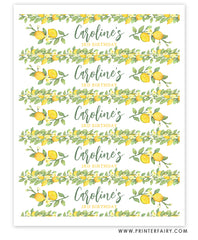 Lemonade Sunshine Water Bottle Labels