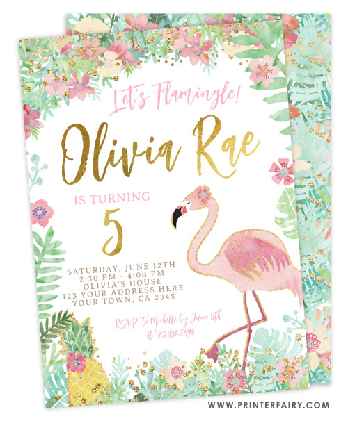 Flamingle Birthday Invitation
