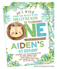 Lion First Birthday Invitation