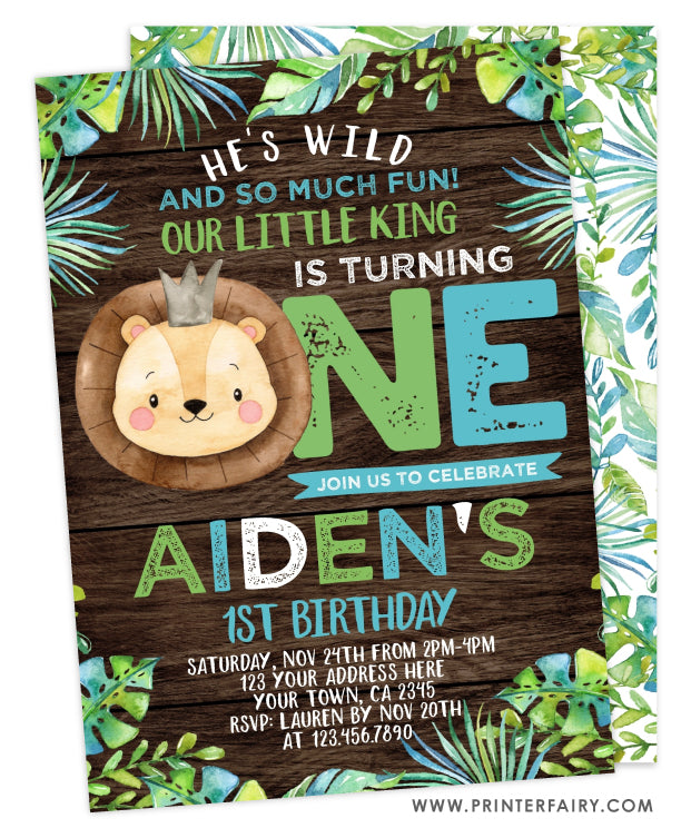 Lion First Birthday Invitation