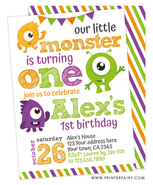 Little Monster Birthday Party Invitation