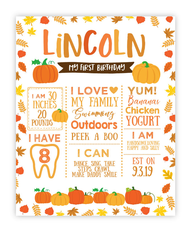 Little Pumpkin Birthday Board