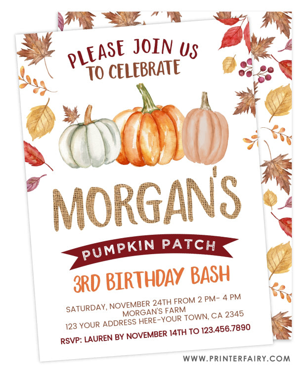 Little Pumpkin Birthday Invitation