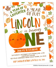 Little Pumpkin First Birthday Invitation