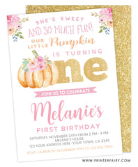 Little Pumpkin First Birthday Invitation