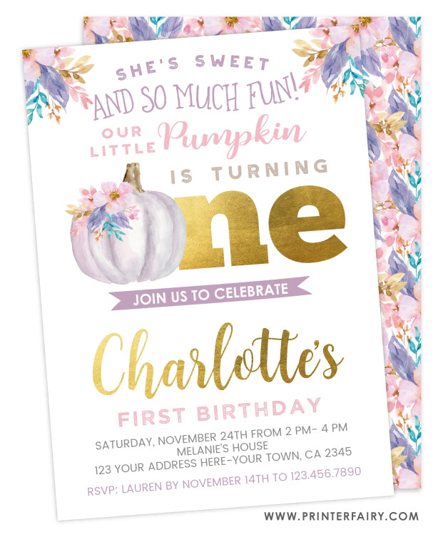 Little Pumpkin First Birthday Invitation