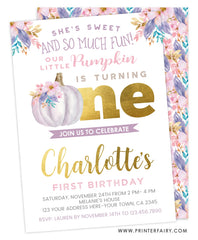 Little Pumpkin First Birthday Invitation