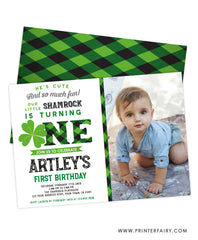 Little Shamrock First Birthday Invitation with Photo