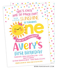 Little Sunshine First Birthday Invitation