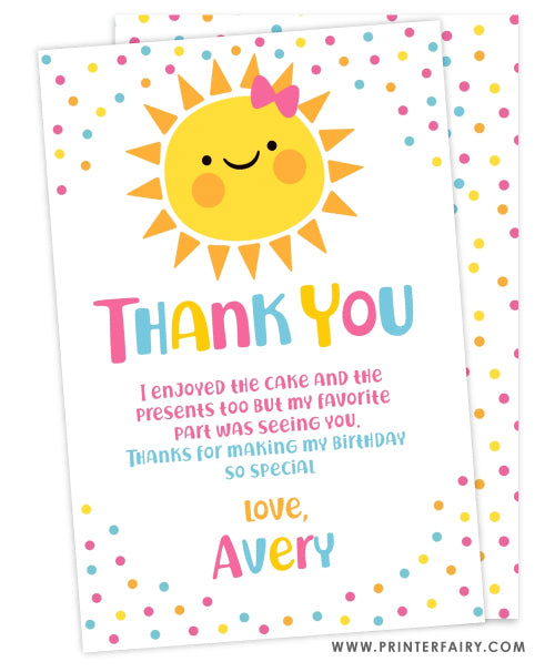 Little Sunshine Thank You Card