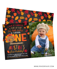 Little Turkey First Birthday Invitation with Photo