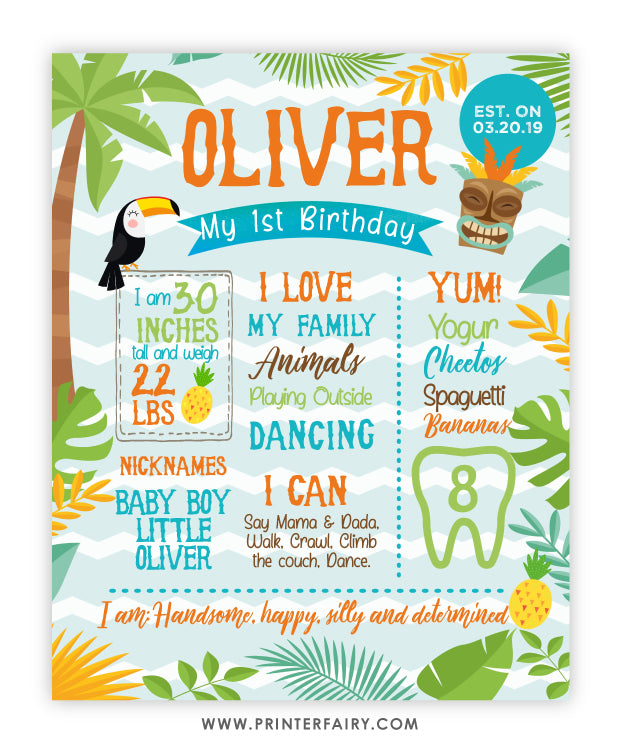 Luau Birthday Board