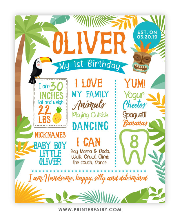 Luau Birthday Board