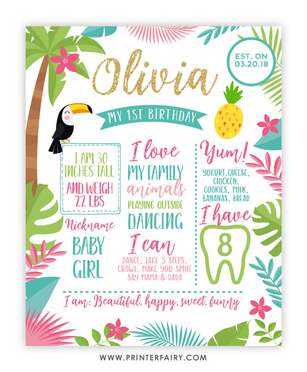 Luau Birthday Board