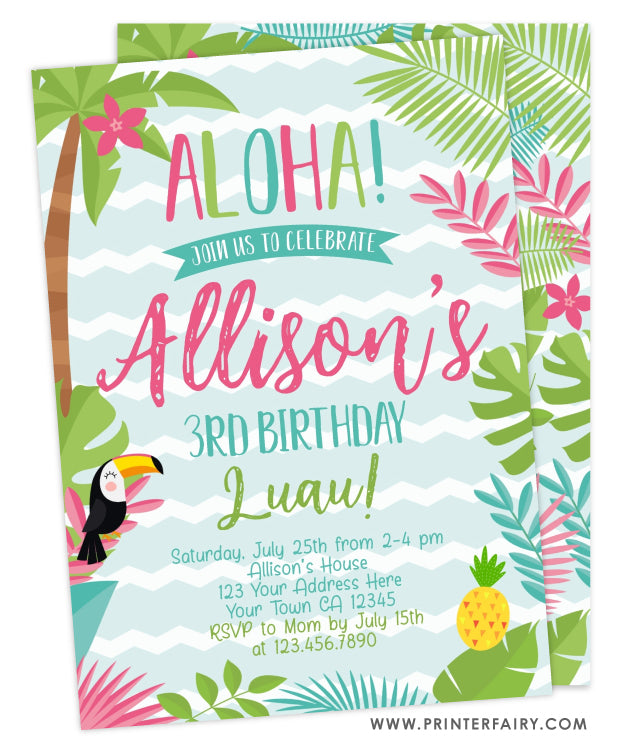 Luau Birthday Party Invitation