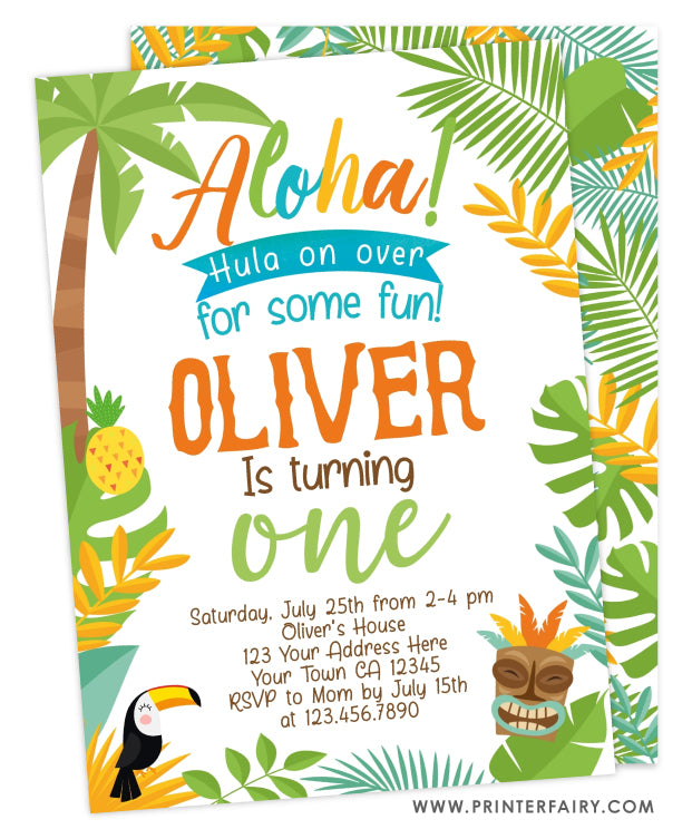 Luau Birthday Party Invitation | PrinterFairy