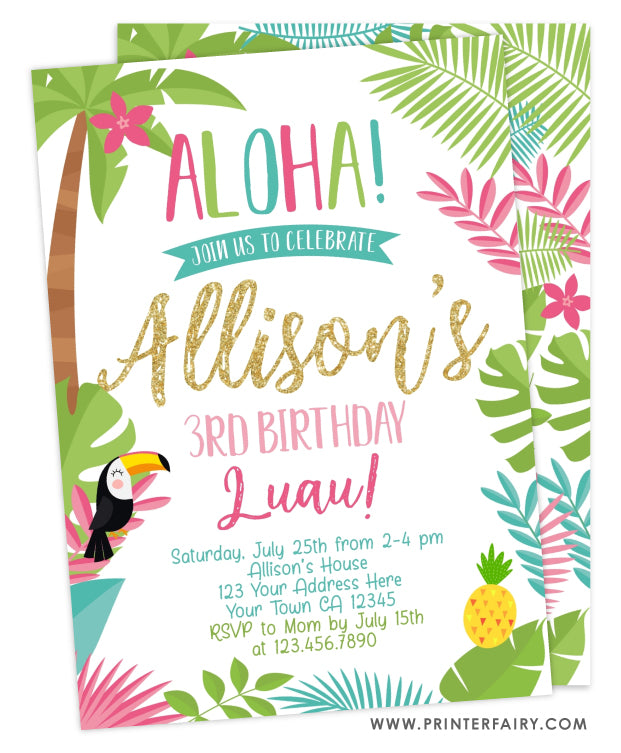 Luau Birthday Party Invitation