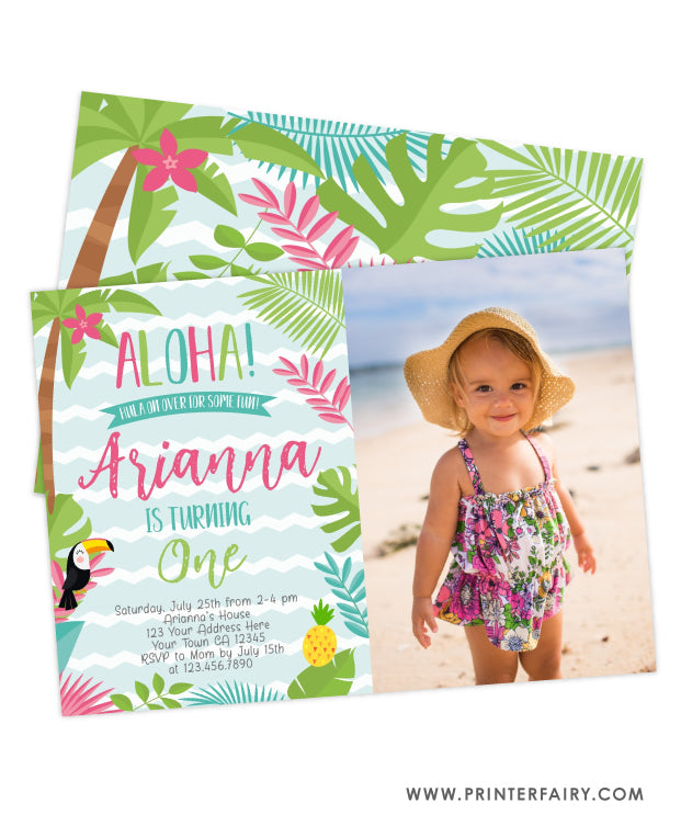 Luau Birthday Party Invitation with Photo