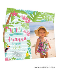 Luau Birthday Party Invitation with Photo