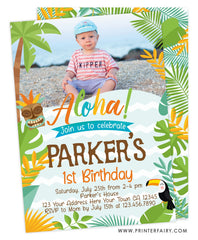 Luau Birthday Party Invitation with Photo