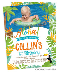 Luau Birthday Party Invitation with Photo