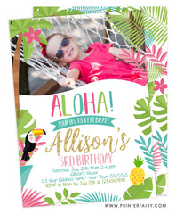 Luau Birthday Party Invitation with Photo