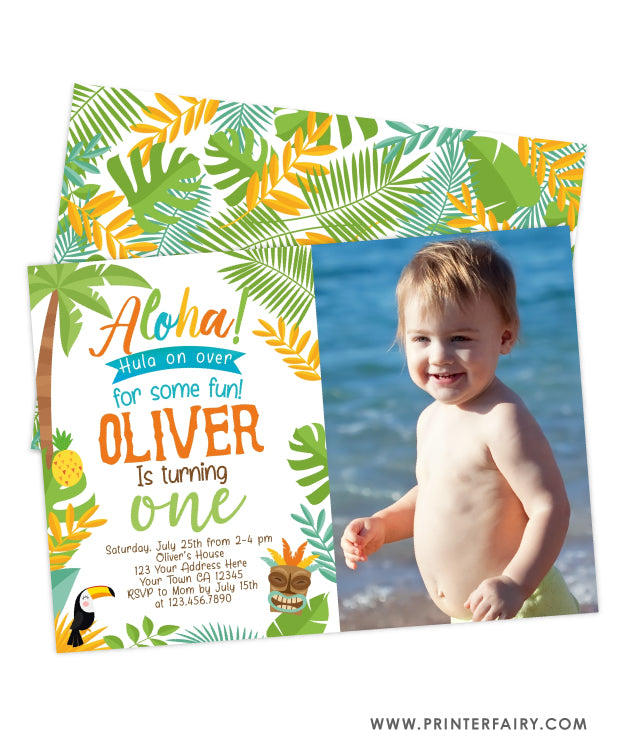 Luau Birthday Party Invitation with Photo