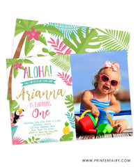 Luau Birthday Party Invitation with Photo