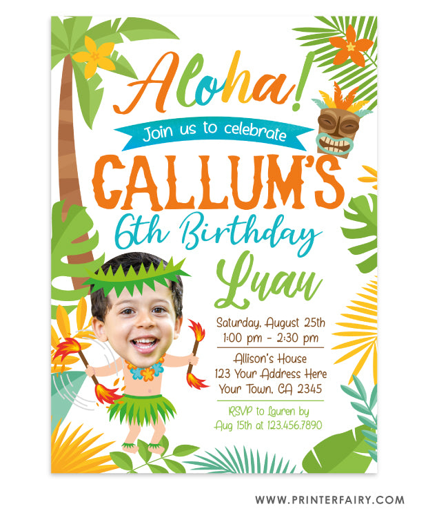 Luau Invitation with Photo