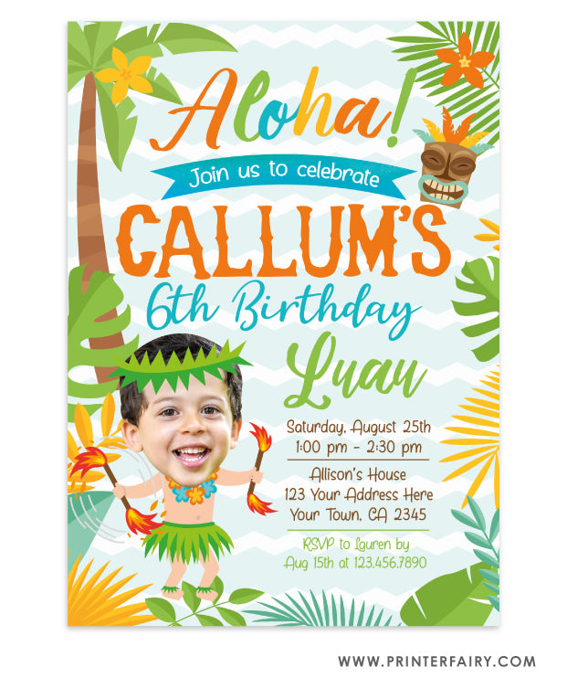 Luau Invitation with Photo