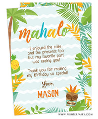 Luau Party Thank You Card