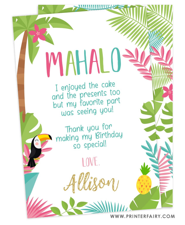 Luau Party Thank You Card